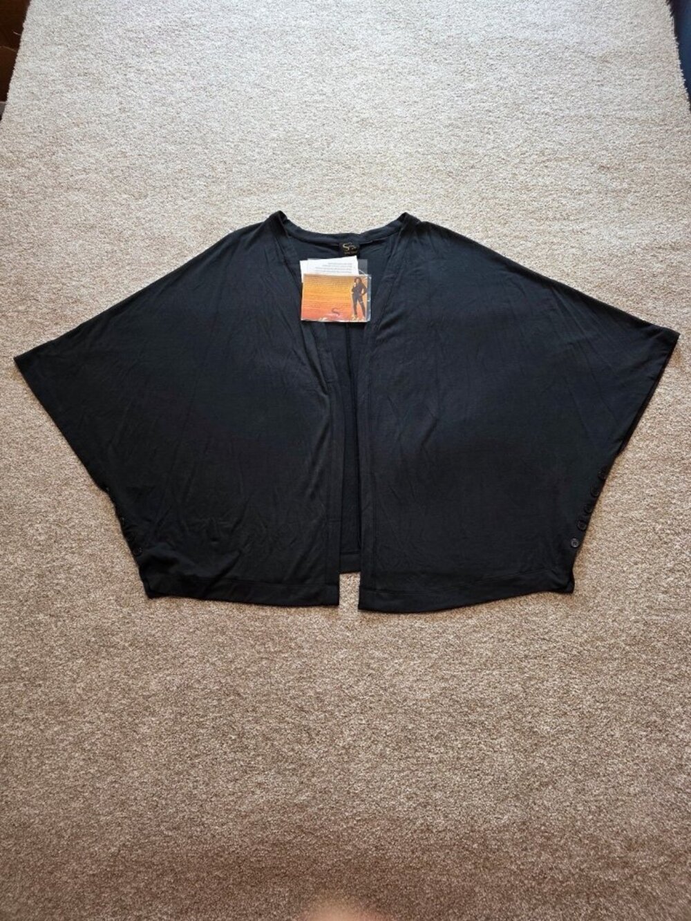 Serena Williams Signature Statement Black Open Front Cape Cardigan Size 1XL